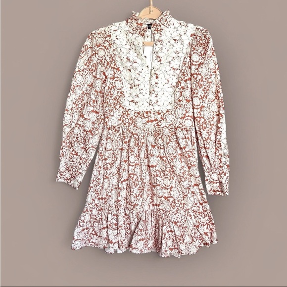 Tuckernuck O.P.T. Sz S Emory Dress Orange Floral Lace Cotton NWT Cottage READ - Picture 1 of 16
